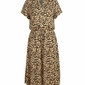 Y2K Bohemian Leopard Print Midi Dress - Casual Summer A-line Shirt Dress for Women