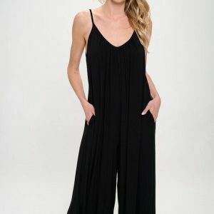 Y2K Boho Knit Jumpsuit with Pockets - Spring/Summer Fashion, Loose & Baggy, Black