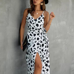 Y2K Cotton Dress Women Printed Summer Slip Sundress Sexy Backless Sleeveless Beach Midi Retro 90s Fashion