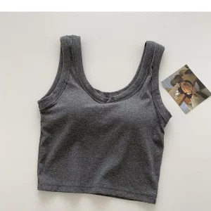 Y2K Cotton U Collar Knitted Crop Top - Sexy Sleeveless Summer Streetwear Tank for Women