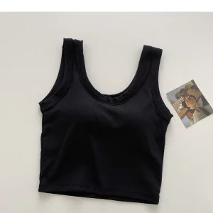 Y2K Cotton U Collar Knitted Crop Top - Sexy Sleeveless Summer Streetwear Tank for Women