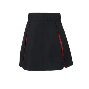 Y2K Dark Academia Japanese Grunge Gothic Patchwork Mini A-line Skirt with Belt - Streetwear Cyber Fashion