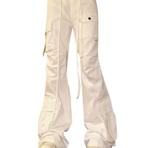 Y2K Dark Academia Multi-Pocket Cargo Pants - Harajuku Flare Trousers