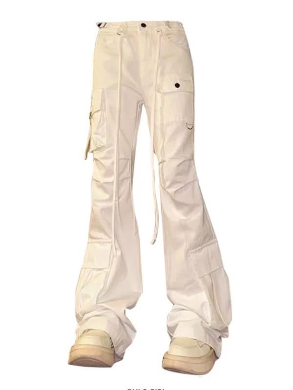 Y2K Dark Academia Multi-Pocket Cargo Pants - Harajuku Flare Trousers