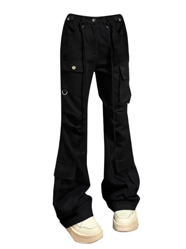 Y2K Dark Academia Multi-Pocket Cargo Pants - Harajuku Flare Trousers