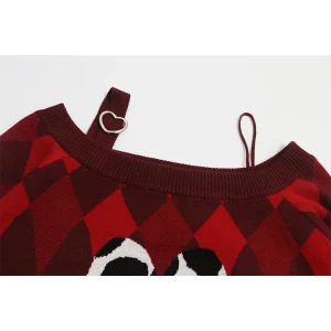 Y2K Diamond Check Harajuku Sweater - Autumn/Winter Streetwear Oversized Knitwear