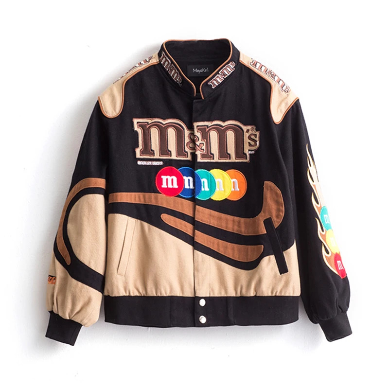 Y2K Embroidered Harajuku Patch Coat - Retro 90s Grunge Hip Hop Long Sleeve Women's Jacket