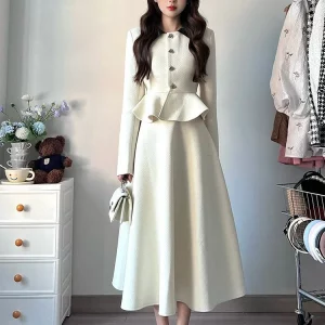 Y2K Fashion Women's Dress Set - Plus Size Solid Color Skirt, 90s Grunge, Retro Spring Autumn Outfit