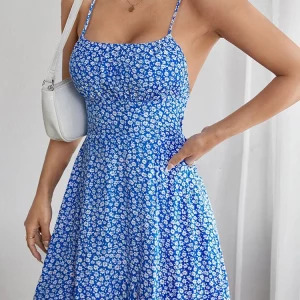 Y2K Floral Backless Bandage Dress - Sexy Summer Beach Holiday Fashion, Retro 90s Style