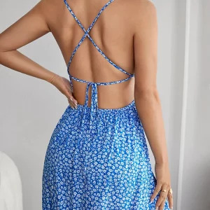 Y2K Floral Backless Bandage Dress - Sexy Summer Beach Holiday Fashion, Retro 90s Style