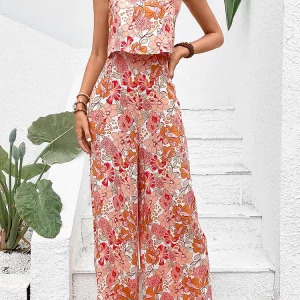 Y2K Floral Backless Jumpsuit - Sexy Wide Leg Sleeveless Romper, Retro 90s Summer Fashion