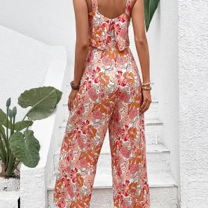 Y2K Floral Backless Jumpsuit - Sexy Wide Leg Sleeveless Romper, Retro 90s Summer Fashion