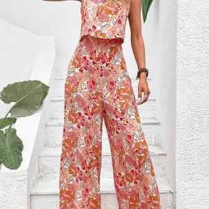 Y2K Floral Backless Jumpsuit - Sexy Wide Leg Sleeveless Romper, Retro 90s Summer Fashion