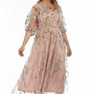 Y2K Floral Bohemian Embroidered Dress - Vintage, Grunge, Spring, Prom, Summer Outfits