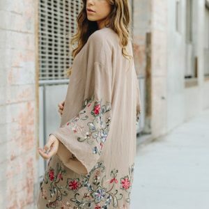 Y2K Floral Embroidered Kimono Cardigan - Stylish Beach Cover-Up & Dress to Impress Outfit