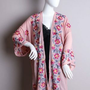 Y2K Floral Embroidered Kimono Wrap - Summer Coverup, Stylish Dress to Impress Outfit