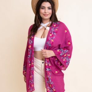 Y2K Floral Embroidered Kimono Wrap - Summer Coverup, Stylish Dress to Impress Outfit