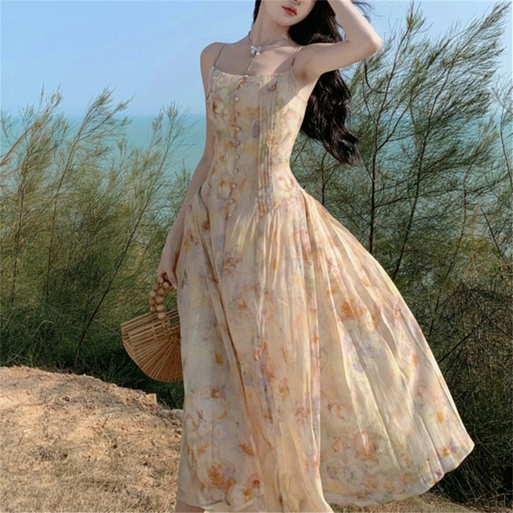 Y2K Floral Fairy Dress - Vintage Grunge, Backless, Elegant Spring & Summer Outfits