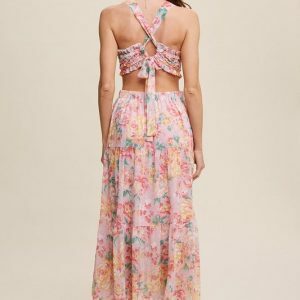 Y2K Floral Maxi Two-Piece Dress - Vintage 90s Grunge, Spring Outfits, Backless Summer Dress