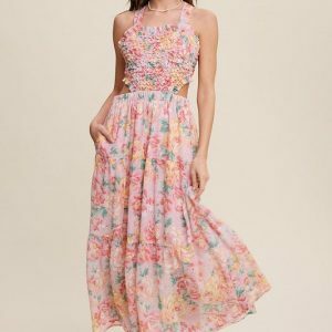 Y2K Floral Maxi Two-Piece Dress - Vintage 90s Grunge, Spring Outfits, Backless Summer Dress