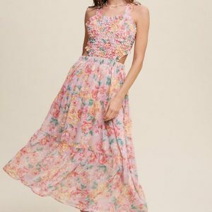 Y2K Floral Maxi Two-Piece Dress - Vintage 90s Grunge, Spring Outfits, Backless Summer Dress