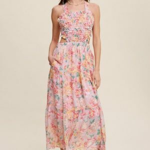 Y2K Floral Maxi Two-Piece Dress - Vintage 90s Grunge, Spring Outfits, Backless Summer Dress