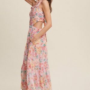 Y2K Floral Maxi Two-Piece Dress - Vintage 90s Grunge, Spring Outfits, Backless Summer Dress