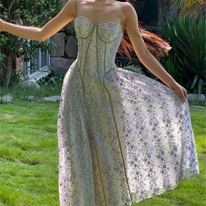 Y2K Floral Slip Dress, Elegant Vintage Milkmaid, Embroidered Princess, Summer Prom Party Dress