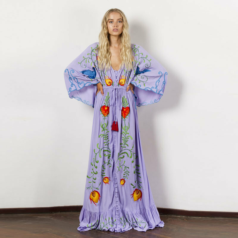 Y2K Floral Tassel Maxi Dress - Summer Beach Cotton Ankle-Length Backless Boho Chic