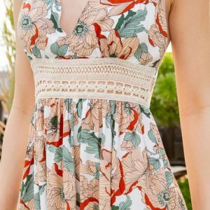 Y2K Floral Tie Back Dress - 90s Grunge, Spring & Summer Outfits, Boho Beach Sundress