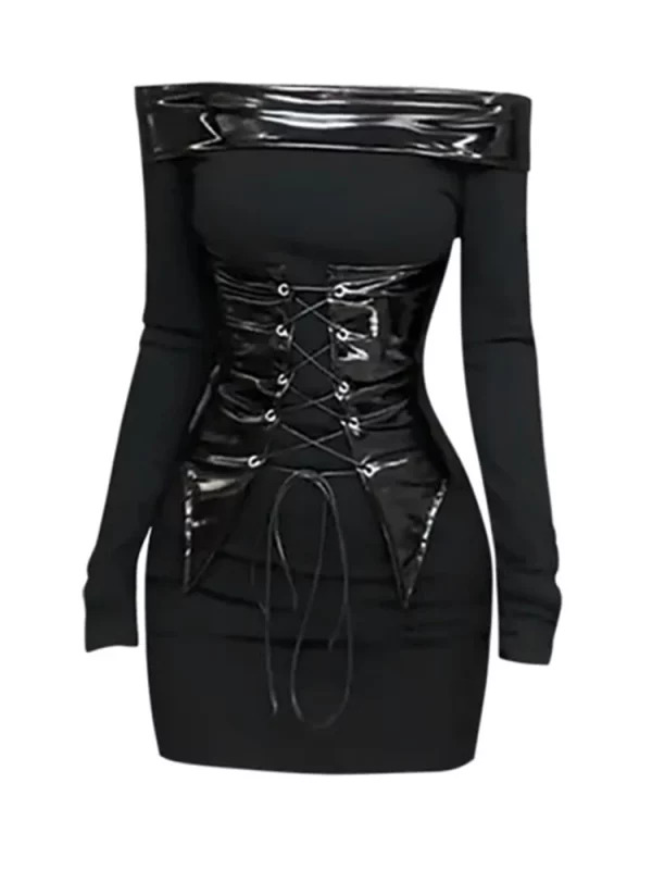 Y2K Gothic Dark Academia Mini Bodycon Dress - Grunge Party Clubwear