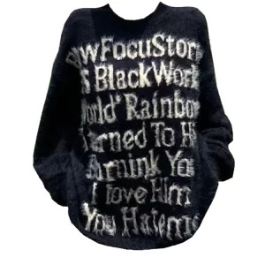 Y2K Gothic Fluffy Sweater - Harajuku Japanese Fashion Pullover for Women