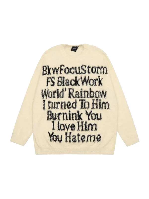 Y2K Gothic Fluffy Sweater - Harajuku Japanese Fashion Pullover for Women