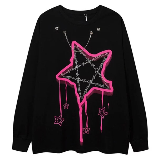 Y2K Gothic Grunge Punk Sweater - Harajuku Chain Baddie Style Jumper