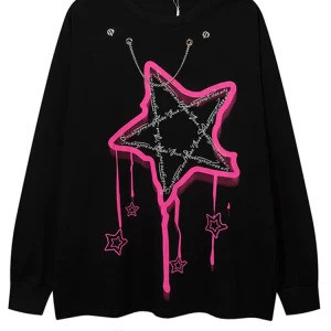 Y2K Gothic Grunge Punk Sweater - Harajuku Chain Baddie Style Jumper