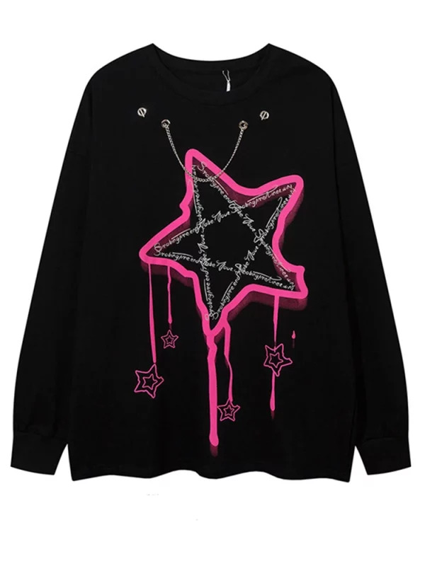 Y2K Gothic Grunge Punk Sweater - Harajuku Chain Baddie Style Jumper