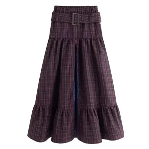 Y2K Gothic Harajuku Plaid Maxi Skirt - Vintage Dark Academia Grunge Cyber Punk Style