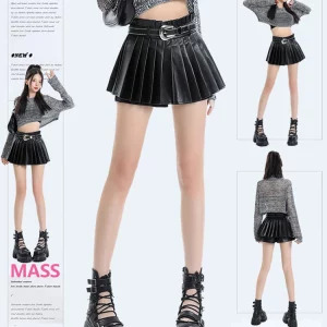 Y2K Gothic High Waist Pleated Mini Skirt - Dark Academia Streetwear