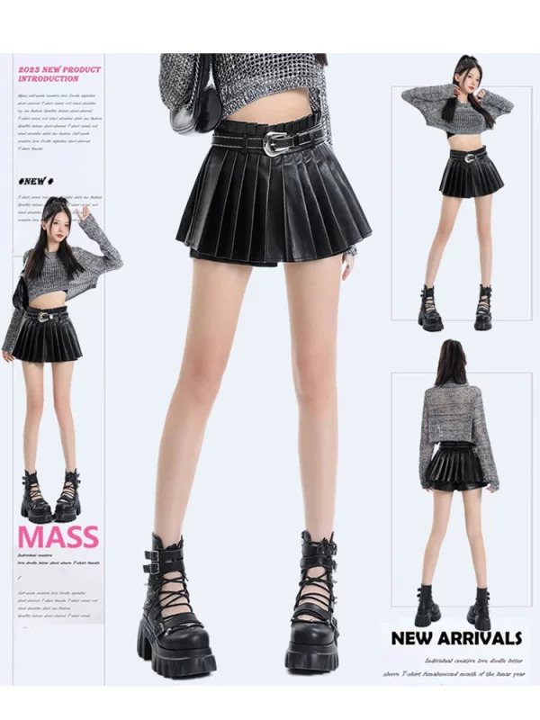 Y2K Gothic High Waist Pleated Mini Skirt - Dark Academia Streetwear