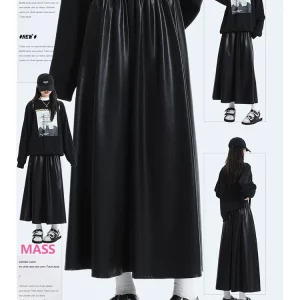 Y2K Gothic Streetwear Aesthetic High Waist Faux Leather A-line Skirt