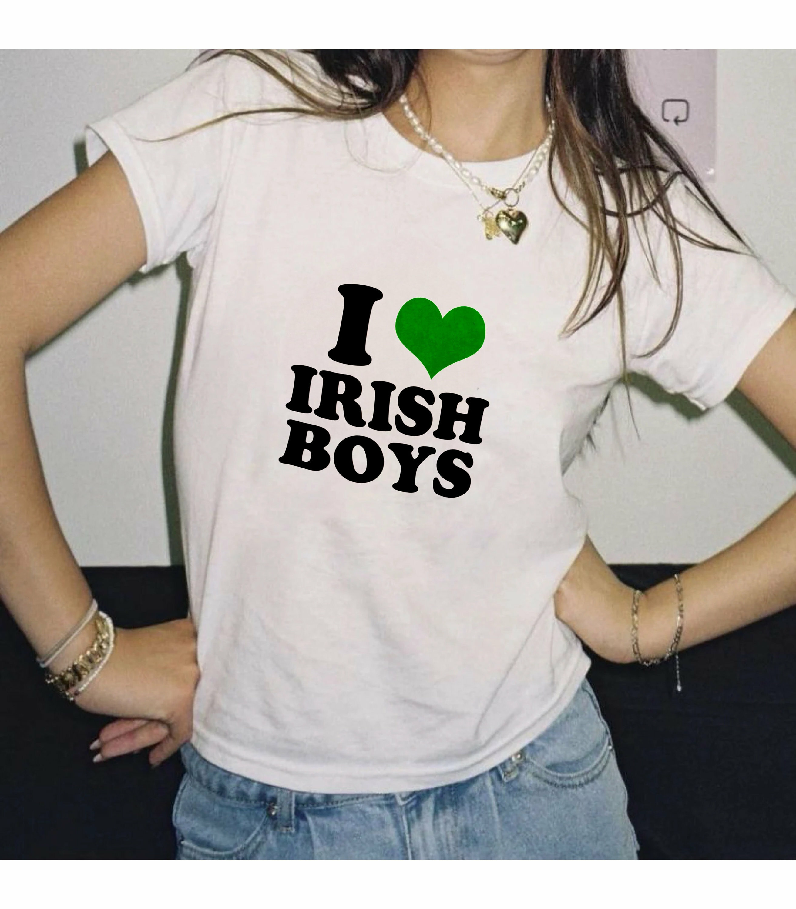 Y2K Grunge 90s Fashion: I Love Irish Boys Baby Tee - Dress to Impress Spring Outfits