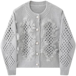 Y2K Grunge Aesthetic Cardigan: Vintage Hollow Out Sweater for Women