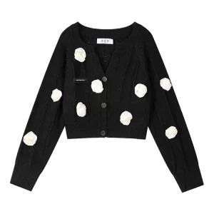 Y2K Grunge Aesthetic Cropped Sweater - Vintage French Style Cardigan for Women