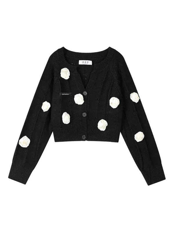 Y2K Grunge Aesthetic Cropped Sweater - Vintage French Style Cardigan for Women