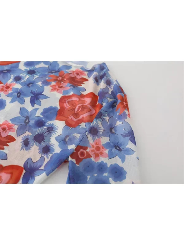 Y2K Grunge Aesthetic Floral Top - Vintage Korean Fashion for Women