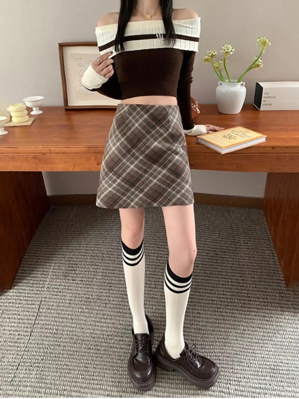 Y2K Grunge Aesthetic High Waist Mini Plaid Skirt - Retro Style Streetwear