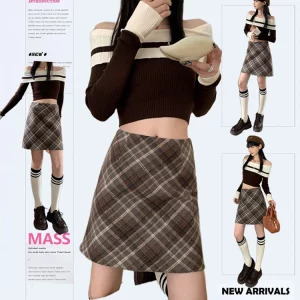 Y2K Grunge Aesthetic High Waist Mini Plaid Skirt - Retro Style Streetwear