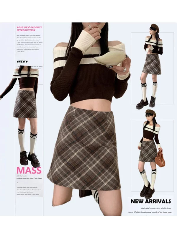 Y2K Grunge Aesthetic High Waist Mini Plaid Skirt - Retro Style Streetwear