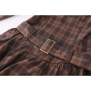 Y2K Grunge Aesthetic Plaid Dress with Square Collar and Ruffles - Vintage Style Mini Frocks with Belt