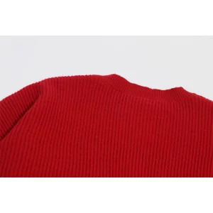 Y2K Grunge Aesthetic Red Christmas Sweater - Oversized Knitwear with Bow Detail